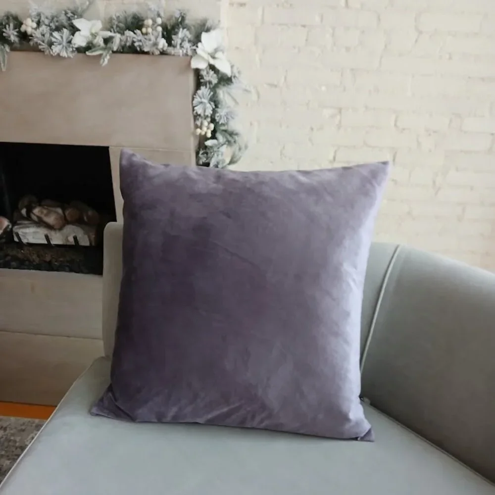 Muted Lavender Velvet Decorative Removable Cushion Cover